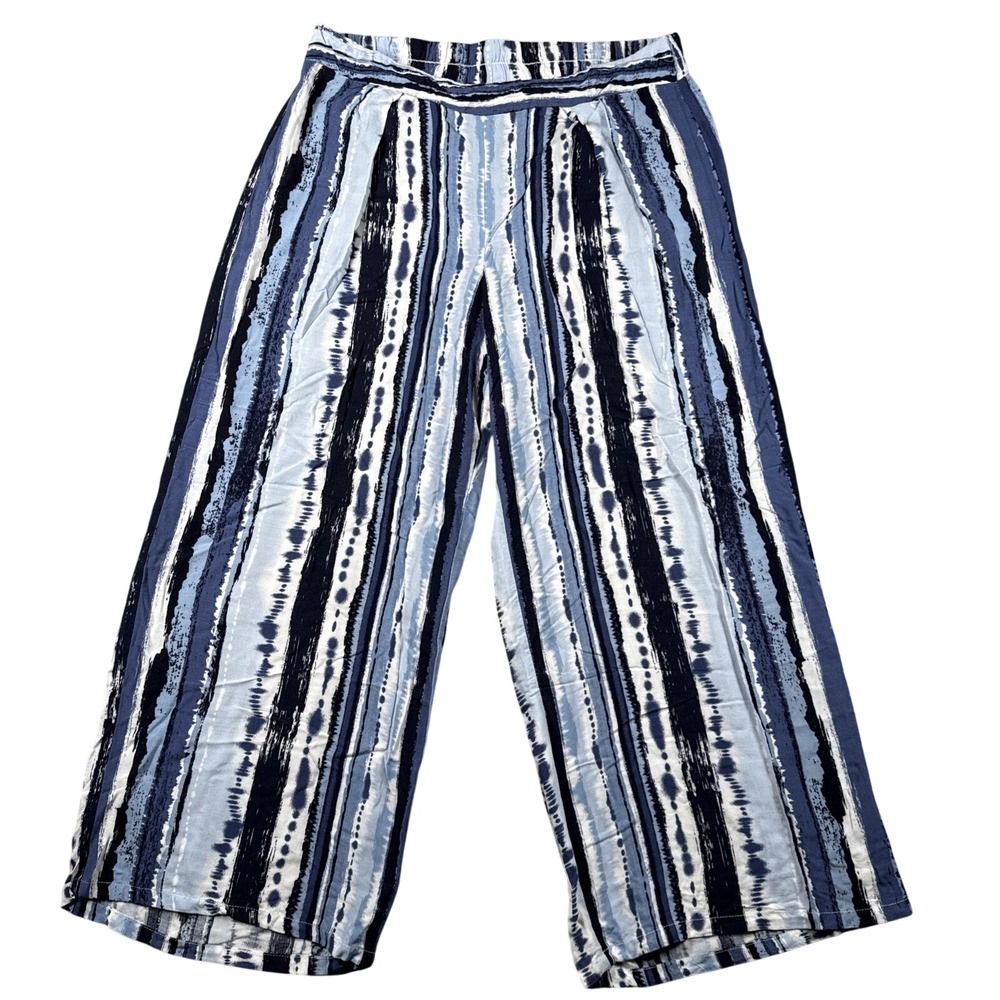 GYPSIES &‎ MOONDUST Pants Womens M Wide Leg Crop Elastic Back Waist Rayon Beach